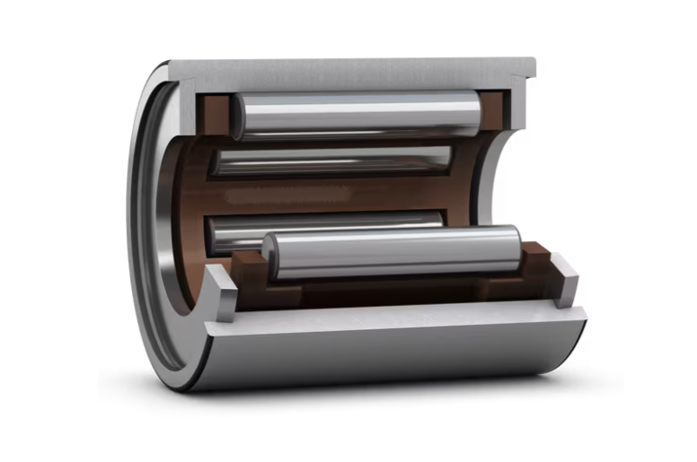 Machined needle roller bearings with rims without inner rings